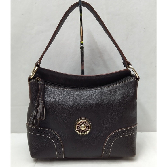 Dooney & Bourke Brown Pebbled Leather Zipper Closure Hobo Shoulder Bag - Picture 1 of 16
